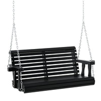 Outsunny - Balancelle 2 places avec porte-gobelet et chaînes pour jardin ou terrasse, noir-Parfait pour la terrasse, le jardin, la cour arrière et tout autre espace de vie extérieur
