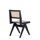 Manhattan Comfort - Lot de 4 chaises de salle à manger Hamlet 44,8 cm style industriel chic - noir et cannage naturel-Dossier carré unique en canne