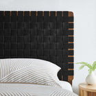 Modway - Sparta Tissage Cuir végane Tête de lit jumelée, Noir noyer-Tressage de panier en cuir végane