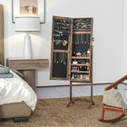 HOMCOM - Armoire à bijoux avec miroir - 18,4 po L x 14,4 po l x 59,6 po H - brun rustique-Assemblage requis 