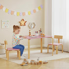 Qaba - Ensemble table et 2 chaises pour enfants, table et chaises pour tout-petits, mobilier multi-activités pour jouer - rose-Conçu pour les enfants de 3 à 8 ans, favorise l’indépendance et la créativité  
