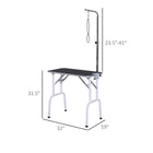 PawHut - Table de Toilettage pour Chiens et Chats Pliable Surface Anti-dérapante - Noir-Comprend un bras de toilettage réglable à pince pour des chiens de différentes tailles
