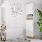 Kleankin - Armoire de rangement de salle de bain haute et mince avec étagère ajustable - blanc-Son style élégant s’harmonise avec la plupart des styles de salle de bain   