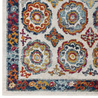Modway - Entourage Treillis marocain floral vieilli d’Odile Tapis de 5 pi l x 8 pi L - Ivoire Bleu Rouge Orange Jaune-Résistant aux taches / Facile à nettoyer