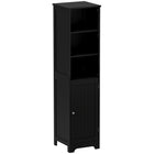 Kleankin - Armoire de rangement de salle de bain haute et étroite - noir-Étagères ouvertes à 3 niveaux et armoire à porte pour un grand espace de rangement 