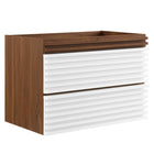 Modway - Render Fixation murale de 30" Armoire de toilette de salle de bain (lavabo non inclus) - Noyer blanc-7