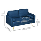 HOMCOM - Canapé d’amour 56 po avec coussins et oreillers - bleu-2 coussins de dossier et 2 oreillers avec housses amovibles et lavables 