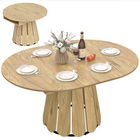 HOMCOM - Table à manger extensible 43 po-59 po avec étagère de rangement pour 4-6 personnes - naturel-Rangez la rallonge sous le plateau pour plus de commodité 