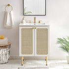 Modway - Chaucer 24" Armoire de toilette de salle de bain (lavabo non inclus) - Blanc-Boutons d’armoire en métal