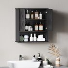 kleankin - Armoire murale de salle de bain style ferme - noir-Structure en MDF avec finition peinte pour plus de stabilité