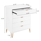 Manhattan Comfort - Dumbo commode moderne et commode haute à 5 tiroirs - blanc - ensemble de 2-Pieds en métal doré élégamment évasés ajoutant un design mode sans couture et de la durabilité Hauteur des pieds : 18,6 cm