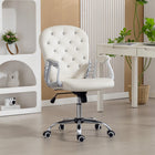 Vinsetto - Fauteuil de bureau à hauteur réglable et dossier matelassé - blanc crème-Réglez la hauteur du siège selon vos besoins pendant de longues heures de travail