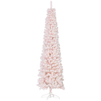 HOMCOM - Arbre de Noël artificiel fin floqué de neige artificielle 7.5pi-Le design floqué de neige ajoute une atmosphère hivernale 