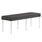 Modway - Loft Touffe Cuir végane Banc - Gris argenté-Banc d’accent du milieu du siècle