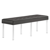 Modway - Loft Touffe Cuir végane Banc - Gris argenté-Banc d’accent du milieu du siècle