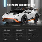 Gyrocopters - Voiture électrique pour enfants sous licence Lamborghini - Double moteur 12 V - Avec musique et télécommande - Blanc-9