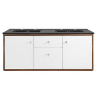 Modway - Transmit 48" Vanité de salle de bain murale - Noir noyer-Vanité moderne du milieu du siècle