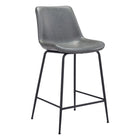 Zuo - Byron Tabouret de comptoir - Gris-Repose-pieds ergonomique et confortable