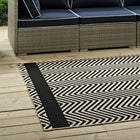 Modway - Optica Chevron avec bordures d’extrémité intérieures et extérieures Tapis de 5 pi l x 8 pi L - Noir et beige-Dessous en caoutchouc de prise