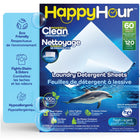 Happy Hour - Feuilles de lessive hypoallergéniques - Parfum frais - 60 feuilles-Élimine taches et odeurs: feuilles détergentes efficaces contre les taches tenaces et les mauvaises odeurs pour un linge propre et frais