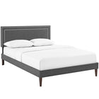 Modway - Virginia Tissu Lit à plateforme complet avec pieds carrés effilés, Gris-Cadre en bois / panneau en particules