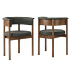 Modway - Clea Revêtement courbé Chaises de salle à manger Ensemble de 2 - Charbon de bois-Tissu d’ameublement