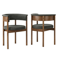 Modway - Clea Revêtement courbé Chaises de salle à manger Ensemble de 2 - Charbon de bois-Tissu d’ameublement