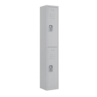Ceha - Série RH, batterie simple, casier 2 niveaux avec aérations à persiennes - poignée encastrée, gris clair-Construction en acier de qualité commerciale avec revêtement poudre