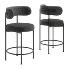 Modway - Albie Tissu Boucle Tabourets de comptoir Ensemble de 2 - Noir charbon-Tabourets de travail modernes - Ensemble de 2