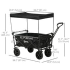 Outsunny - Chariot pliable d’extérieur avec auvent amovible - capacité de 220 lbs - noir-Structure en acier pour une solidité qui permet de déplacer le chariot toute la journée