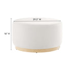 Modway - Tilden Grand Velours rond de performance de 29" Rembourré Ottoman - Albâtre naturel-Tissu résistant aux taches