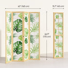 HOMCOM - Cloison de séparation autoportante à 4 panneaux pour chambre - naturel et vert-Conception légère pour un déplacement et un rangement faciles  
