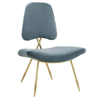 Modway - Ponder Performance Velvet Chaise longue - Bleu de mer-Chaise lounge du salon ou de la chambre