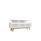 Manhattan Comfort - Meuble TV Yonkers 62,99 po style Mid-Century Modern - Blanc-Comprend 1 ouverture pour la gestion des fils et câbles