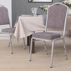 Chaise de banquet HERCULES empilable, dossier couronne, tissu à chevrons, siège épais 2 1/2 po, cadre argenté (FD-C01-S-12-GG)-Siège et dossier rembourrés