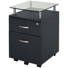 HOMCOM caisson mobile à 2 tiroirs verrouillable pour dossiers Letter/A4 avec roulette supplémentaire - noir-Équipé de deux tiroirs et d'une étagère supérieure pour les documents et les objets du quotidien   
