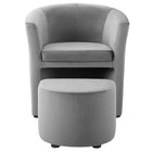 Modway - Divulge Performance Velvet Fauteuil et ensemble ottoman - Gris-Capacité de poids de la chaise : 300 lb