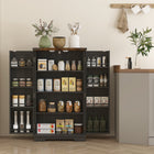 HOMCOM - Armoire de cuisine avec étagères réglables - noir-Accès sans effort grâce aux fermetures magnétiques, charnières de qualité et poignées en métal 