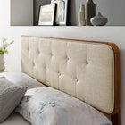 Modway - Collins Touffe Tissu et bois Tête de lit jumelée, Noyer beige-Options de cadre de lit interchangeables