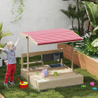 Outsunny - Bac à sable carré d'extérieur pour enfants avec couvercle - 114 x 110 cm - Bois naturel-Assez grand pour que deux enfants puissent jouer ensemble confortablement 