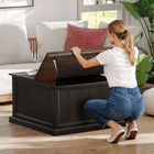 HOMCOM - Table basse à plateau relevable avec station de charge et rangement - noir-Le style ferme moderne avec un design bicolore met en valeur la décoration de votre salon