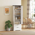 HOMCOM - Armoire de garde-manger de cuisine style ferme 71 po - blanc-Glissières de tiroir silencieuses et fermetures magnétiques pour un fonctionnement calme et fluide 