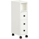 Kleankin - Armoire de rangement de salle de bain mince mobile sur roulettes - blanc-Cadre blanc avec poignées noires, un look élégant et remarquable   