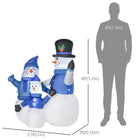 HOMCOM - Bonhommes de neige gonflables de Noël éclairés LED de 4FT grande décoration de vacances - Bleu-Couleur principale : bleu, blanc 