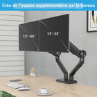 ShoppingAll - Support de moniteur double robuste pour écrans de 13 à 35 po - Noir-Deux ports USB 3.0 pour un chargement pratique