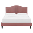 Modway - Juniper Chenal Touffé Performance Velvet Lit de plateforme King, Rose poussiéreuse-Système de soutien en lattes de bois