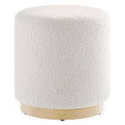 Modway - Tilden Sherpa rond 16" Rembourré Ottoman - Ivory Natural-Tissu Sherpa Tissu