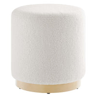 Modway - Tilden Sherpa rond 16" Rembourré Ottoman - Ivory Natural-Tissu Sherpa Tissu