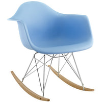 Modway - Rocker Plastique Chaise longue - Bleu-Base en acier chromé