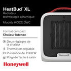 Honeywell - Radiateur céramique HeatBudMD XL, Blanc-BTU : 5 115 (élevé), 3 069 (faible)